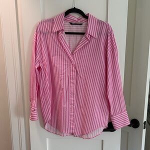 Pink Striped Button-Up Shirt